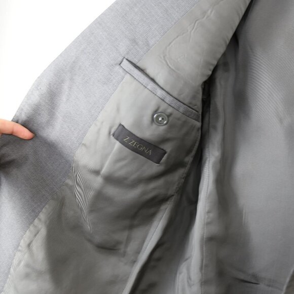 Z Zegna Tailored Wool Fully Lined Men's Grey Blazer Drop 8 Size 8-50L - Picture 3 of 9
